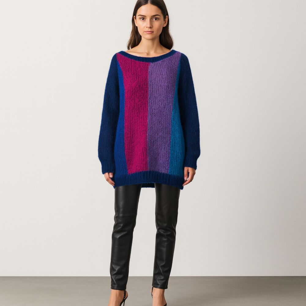 Maiami NWT Colorblock Sweater Womens Small Medium Alpaca Knit Handmade Statement